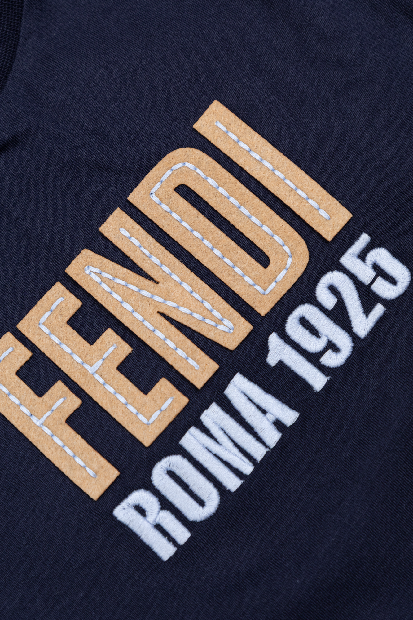 Navy blue T-shirt with logo patch Fendi Kids - Vitkac AS